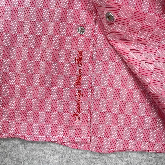 Robert Graham Shirt Mens 39 15.5 Med Pink Geometric Flip Cuff Collar Loud Bold - Picture 11 of 12